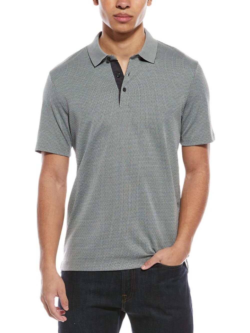 Theory Men's Polo Shirt Jaquard Gray